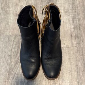 Chic Black Leather Ankle Booties with back ties